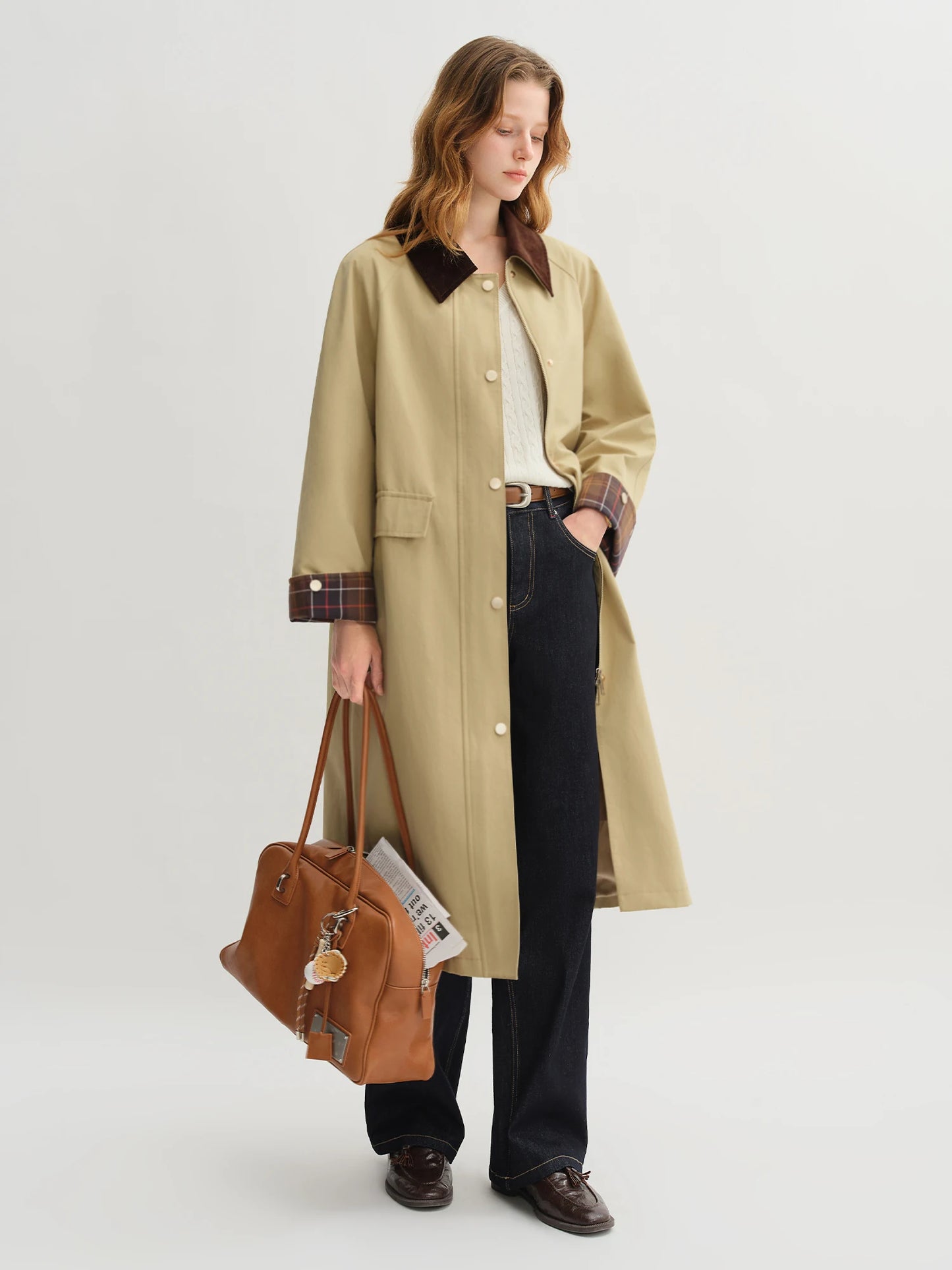Women's Khaki Retro Barn Style Trench Coat - Long & Short Options