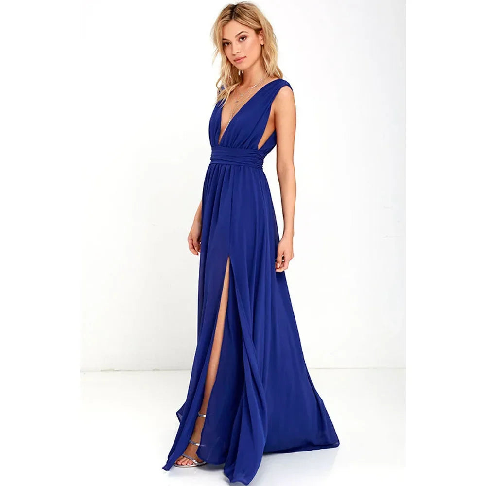 Women Backless Mesh Long  maxi Summer Dress