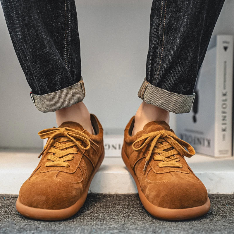 Men's Suede Leather Lace-up Flat Shoes