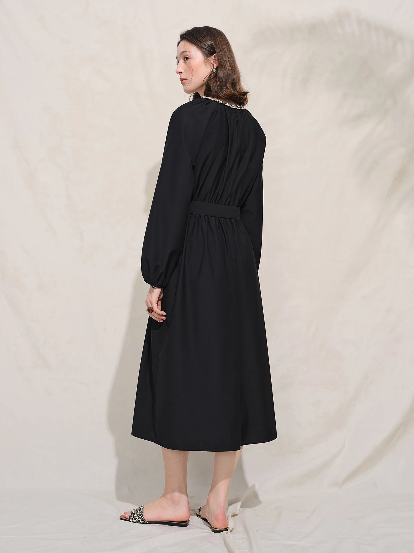 Plus Size Long Black Dress - Casual Commuting All-Match Dress