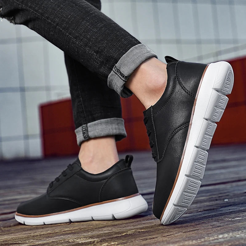 Men's Casual Leather Lace-up Flat British Comfortable Shoes