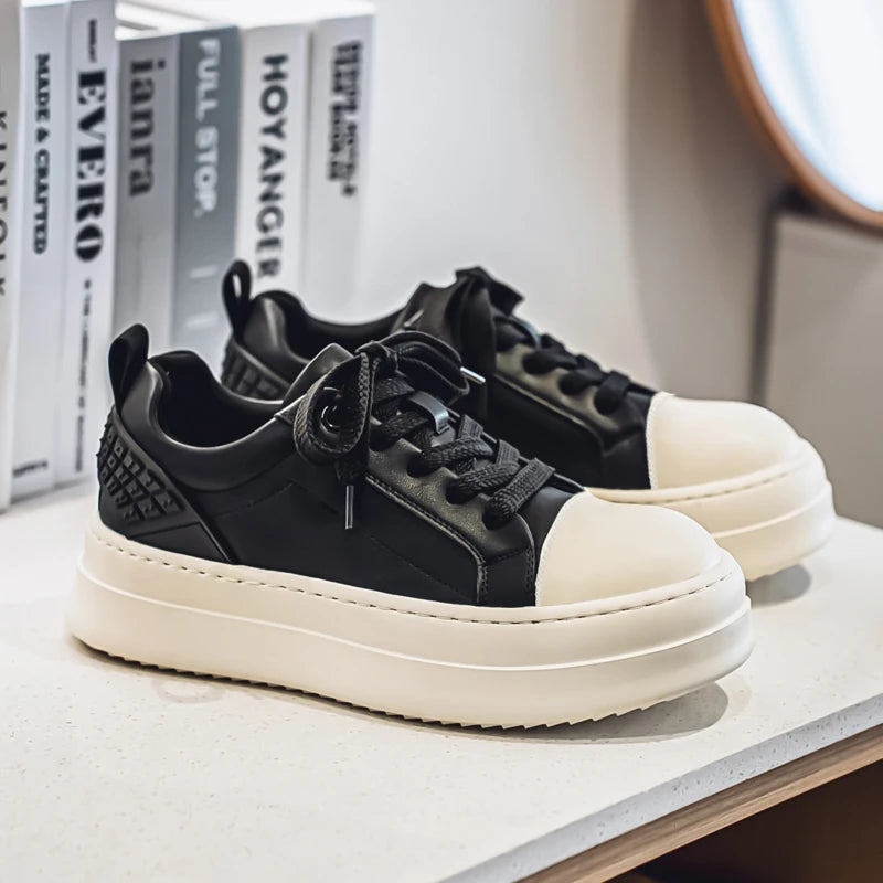 Men's Casual Leather Skateboard Vulcanized Tennis Sports Shoes Sneakers