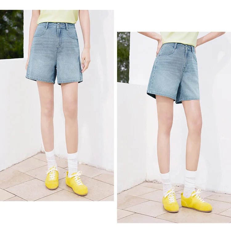 Women's Slimming Straight Leg Denim Shorts - Cooling Summer Style