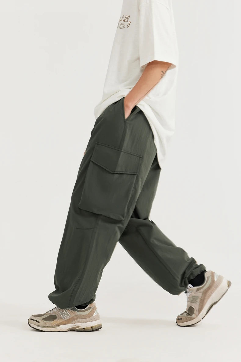 Men's Straight Leg Cargo Soft Touch Elastic Waist Casual Trousers