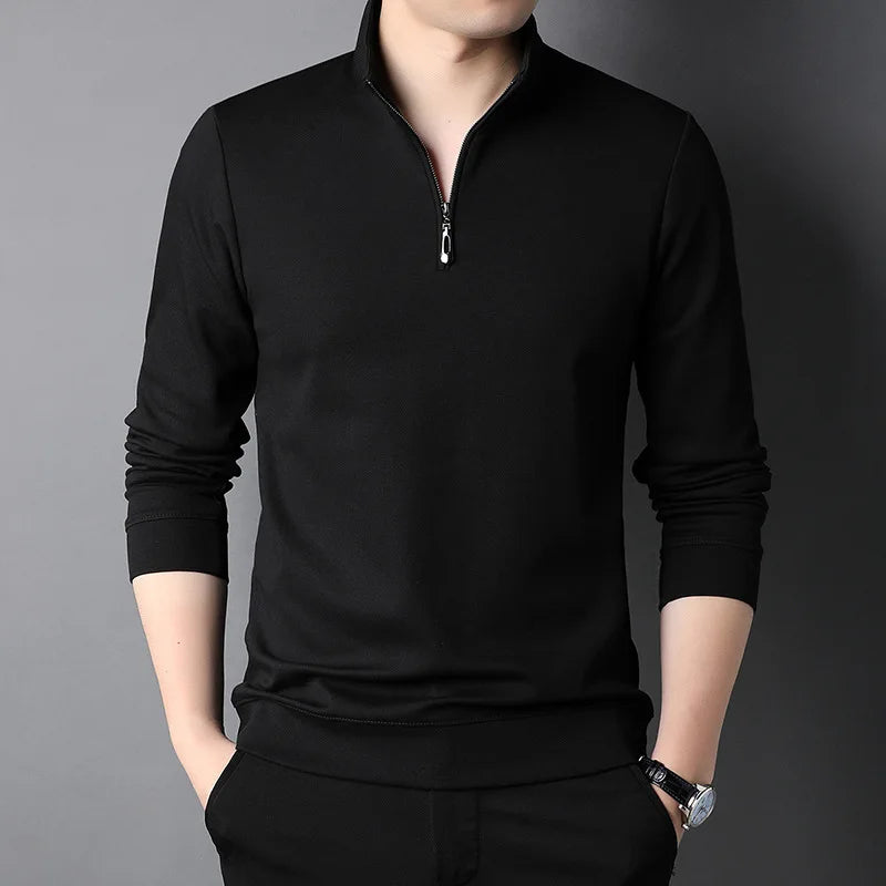 Men's  Slim Fit Half Zipper Solid Colour Sweatshirt