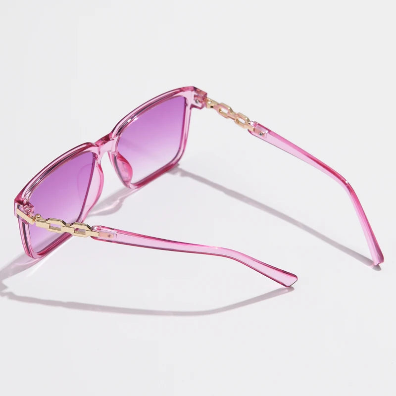 Pink Square Sunglasses - Small Full Frame Gradient Lens Vintage UV400 Women's Eyewear