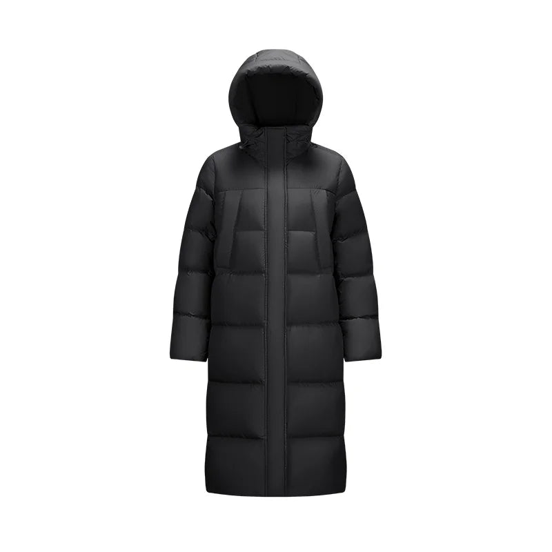 Women's Long Down Jacket - Three-Proof Hooded Winter Coat Loose Fit