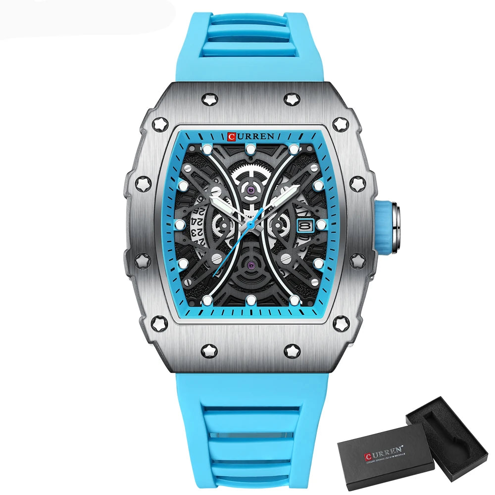 Men's 3D Quartz Stainless Steel Watch - Waterproof with Silicone Strap
