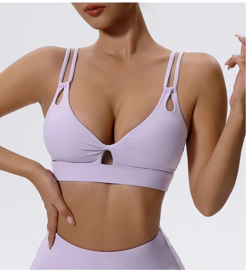 Women's High Impact Push-Up Sports Bra – Open Back Gym Crop Top
