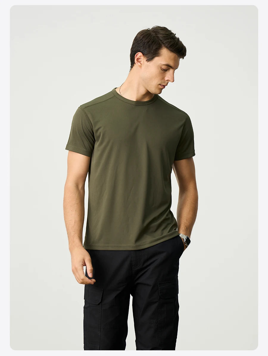 Men's Summer Slim Fit Active Quick Lightweight 140gsm Anti Static Conductive Fabric Athletic Gym T-Shirt