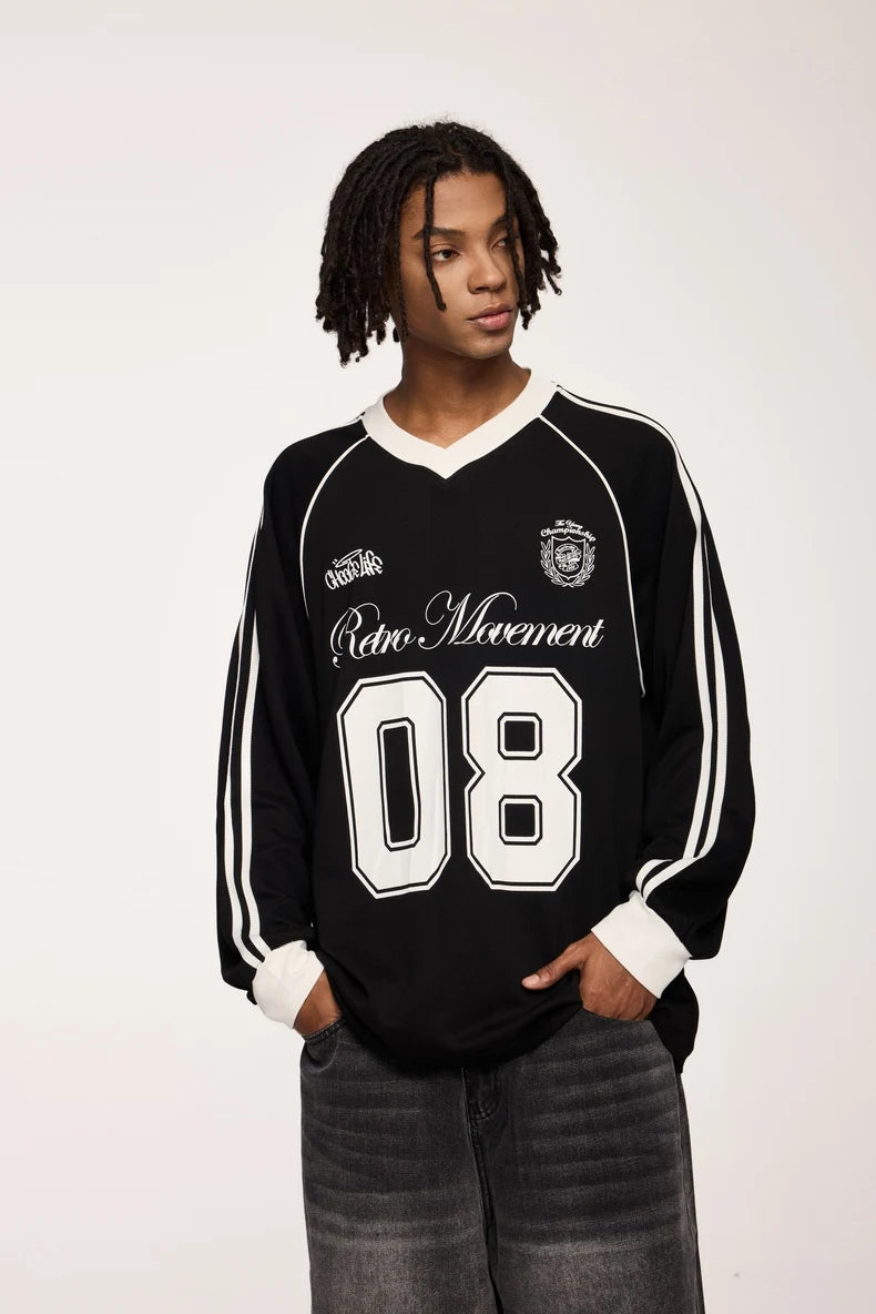 Unisex Graphic Football Jersey Loose Fit Long-sleeved sportswear T-Shirt