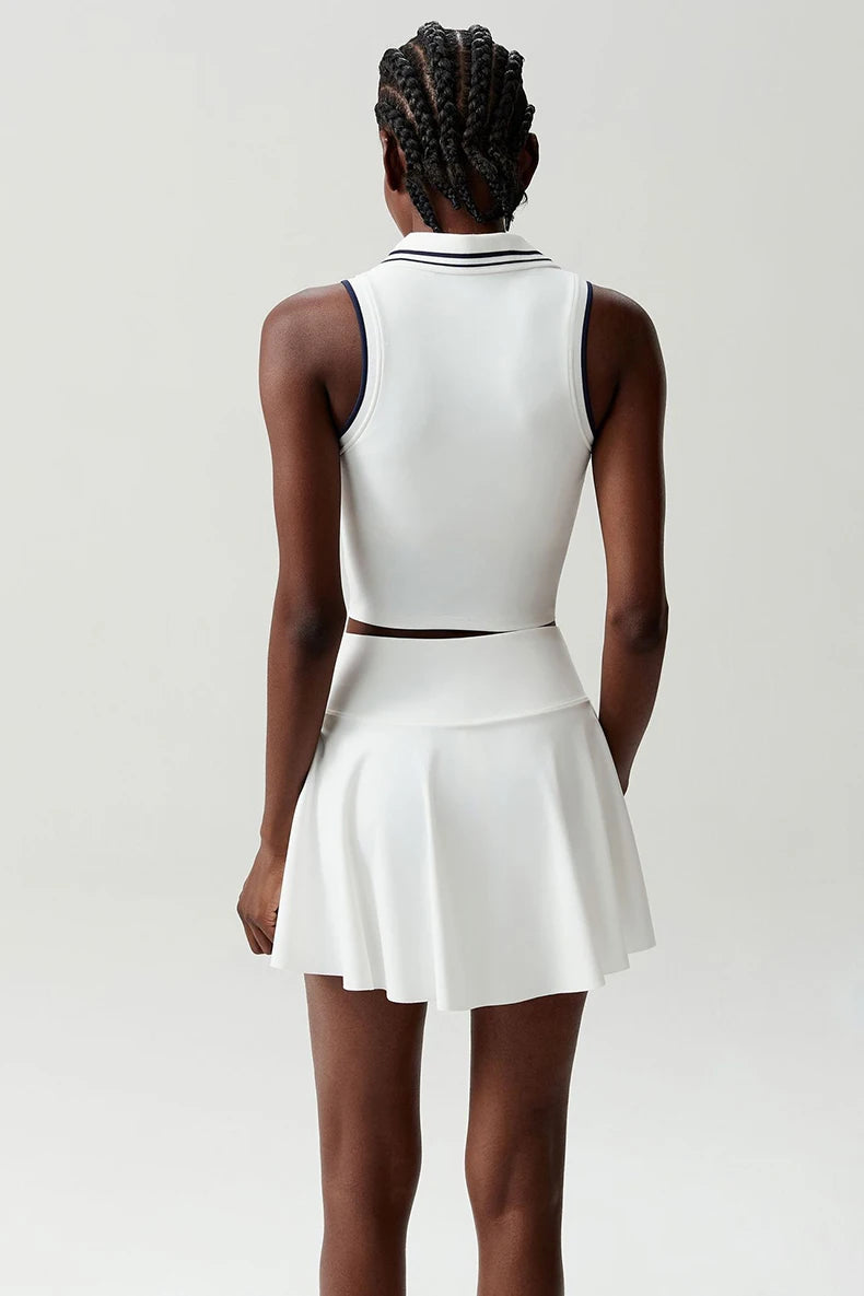 Women's Two-Piece Fitness Set with Pocket Tennis Skirt - Complete Workout Outfit
