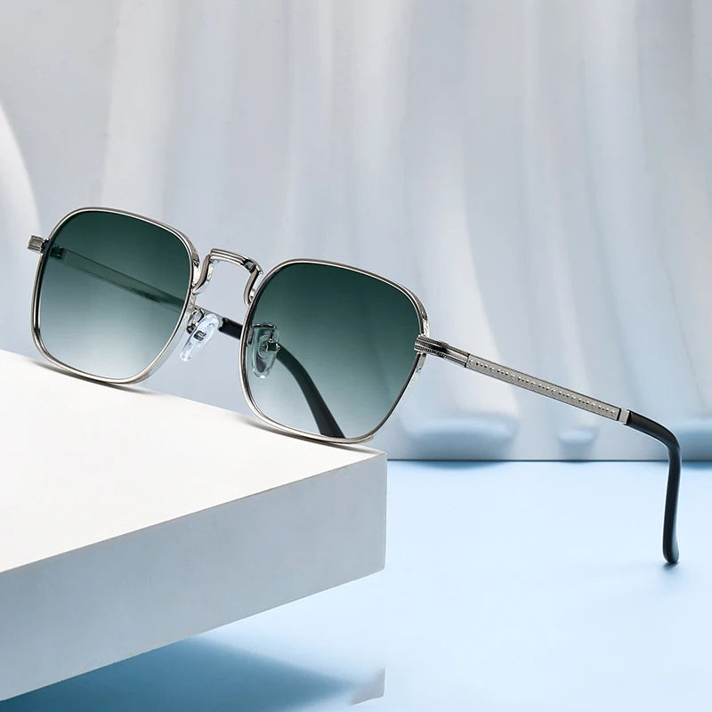 Retro Square Oval Metal Sunglasses - UV400 Protection for Women & Men