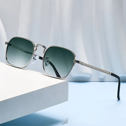 Retro Square Oval Metal Sunglasses - UV400 Protection for Women & Men
