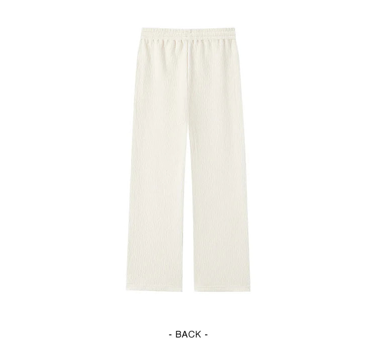 Chenille Wide Leg Trousers - Women's Colorblock Slimming Street Style Pants