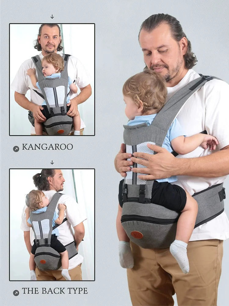 Baby Carrier with Hip Seat - Ergonomic Front & Back Carry Sling