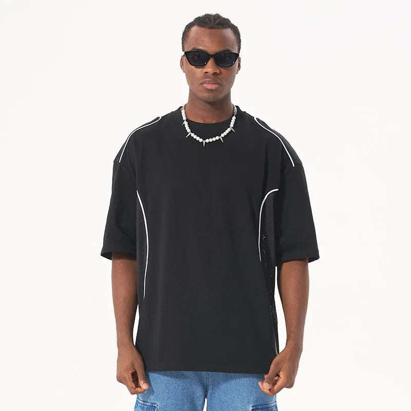 Men's Mesh Panel Cotton T-Shirt - Breathable Tee