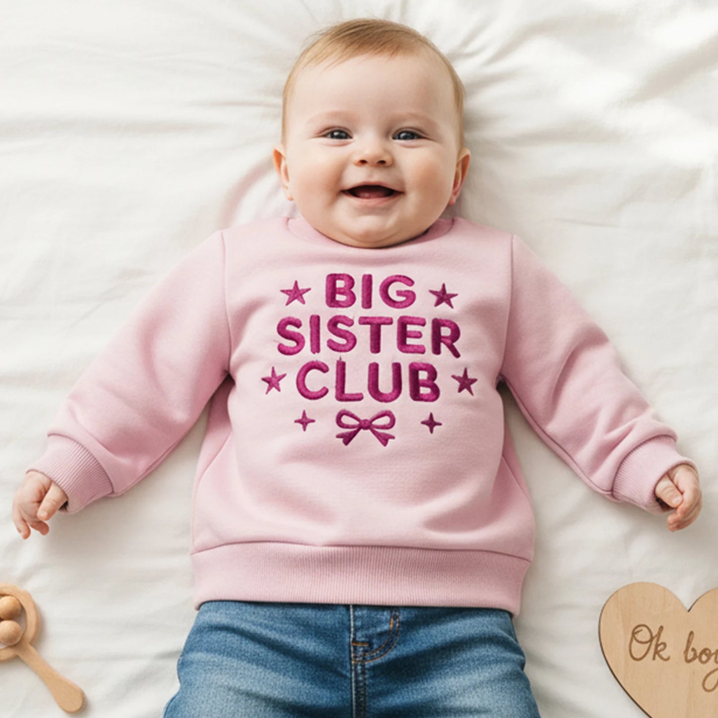 Girls Long Sleeve Sweatshirt - Letter Embroidery Pullover Top