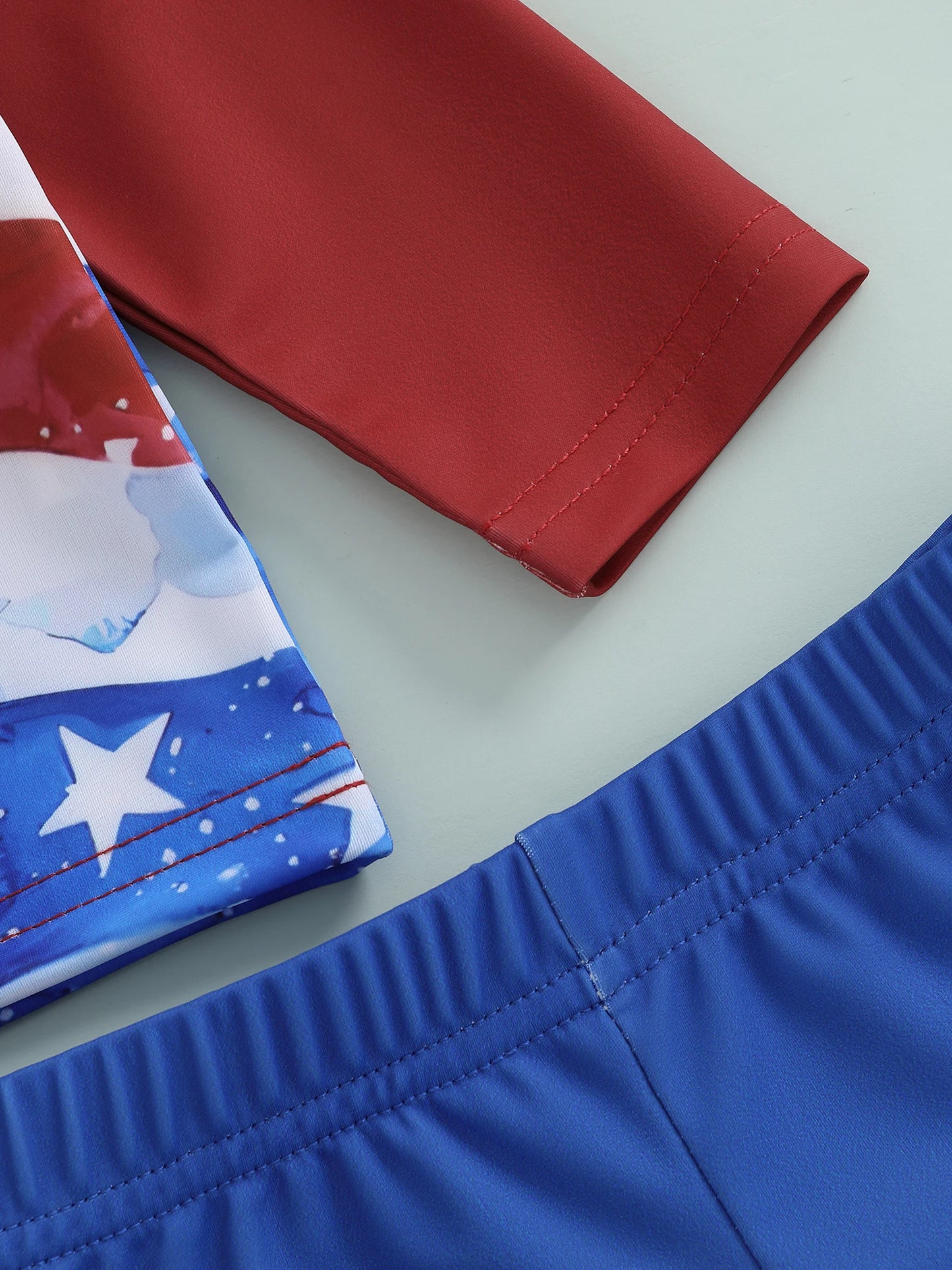 0-5Y American Flag Kids Boys 4th Swimwear Clothes Sets Long Sleeve Stars Print T-shirt with Shorts and Hat