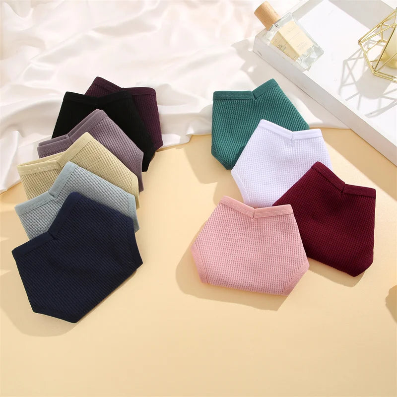 Women's Cotton Brazilian Panties 3-Piece Set - Waffle Style Underwear