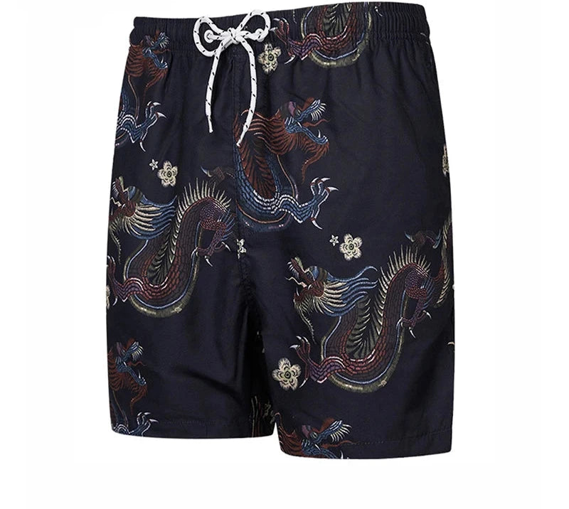 Men's Dragon Print Hawaiian Shorts