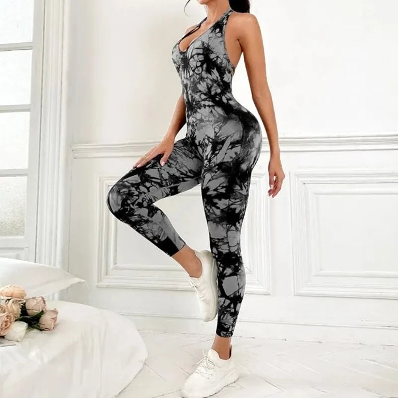 Women's Backless Sling Fitness Sports Playsuit Sleeveless Slim Activewear All In One Jumpsuit