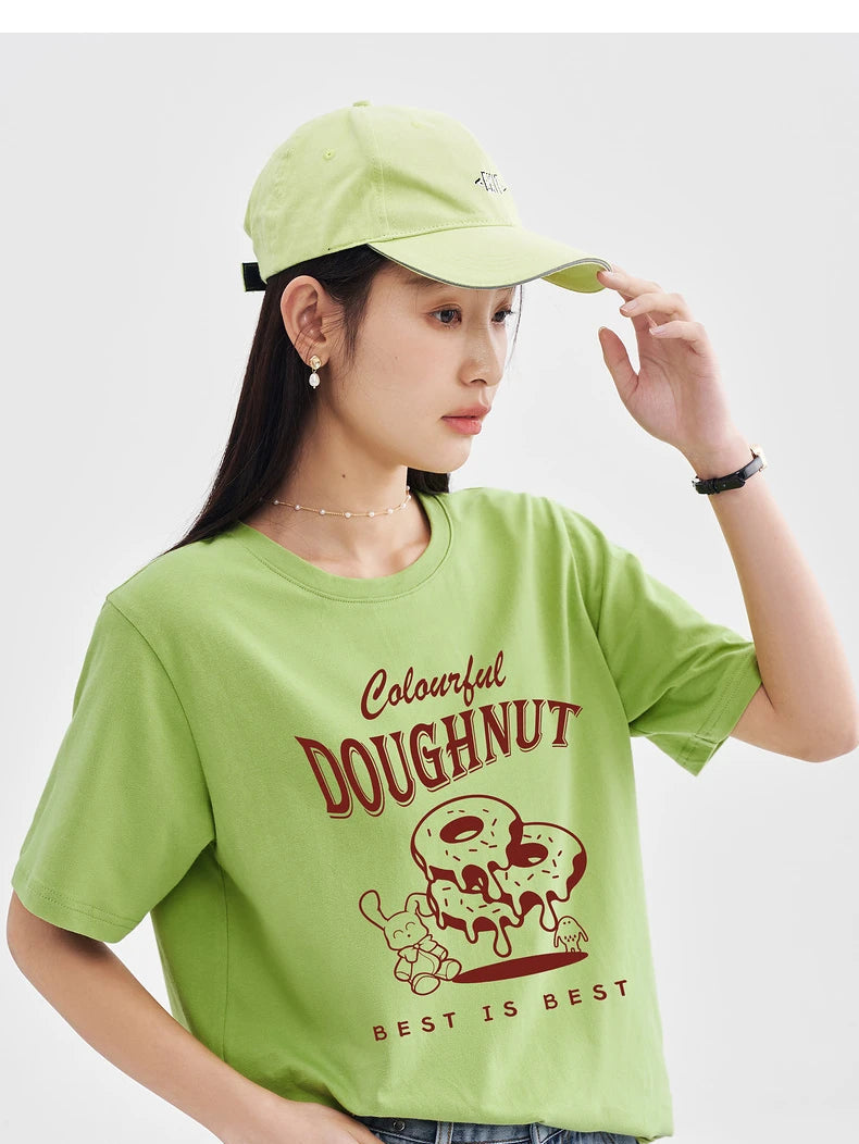 Women's Cartoon Rabbit Pure Cotton Short Sleeve Loose Versatile T-Shirt