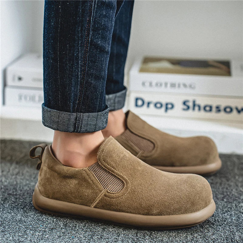 Men's Casual Sneakers British Style Loafers Slip-on Suede Leather Shoes