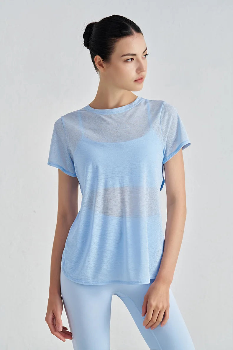 Polyester Sports T-Shirt - Breathable Yoga Running Fitness Top Plus Size