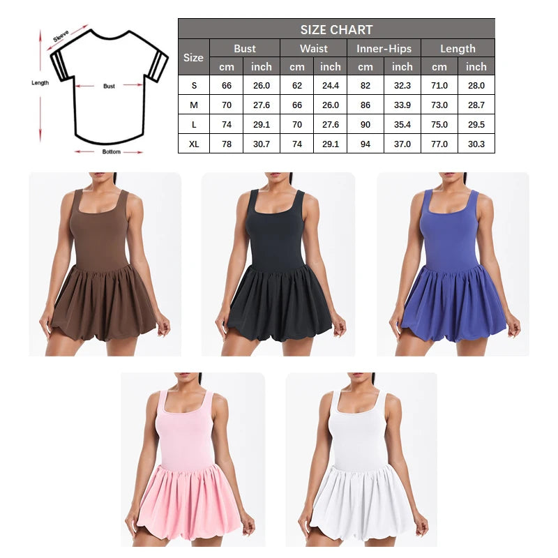 Women's One Piece Tennis Dress - Summer Quick Dry Pocket Athletic Skirt