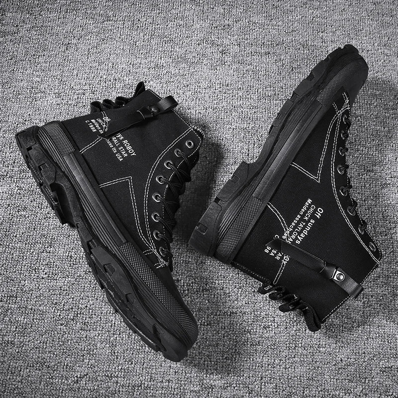 Men's Casual High Top Sneakers Platform  Lace Up Ankle Boots  Comfortable  Canvas Shoes