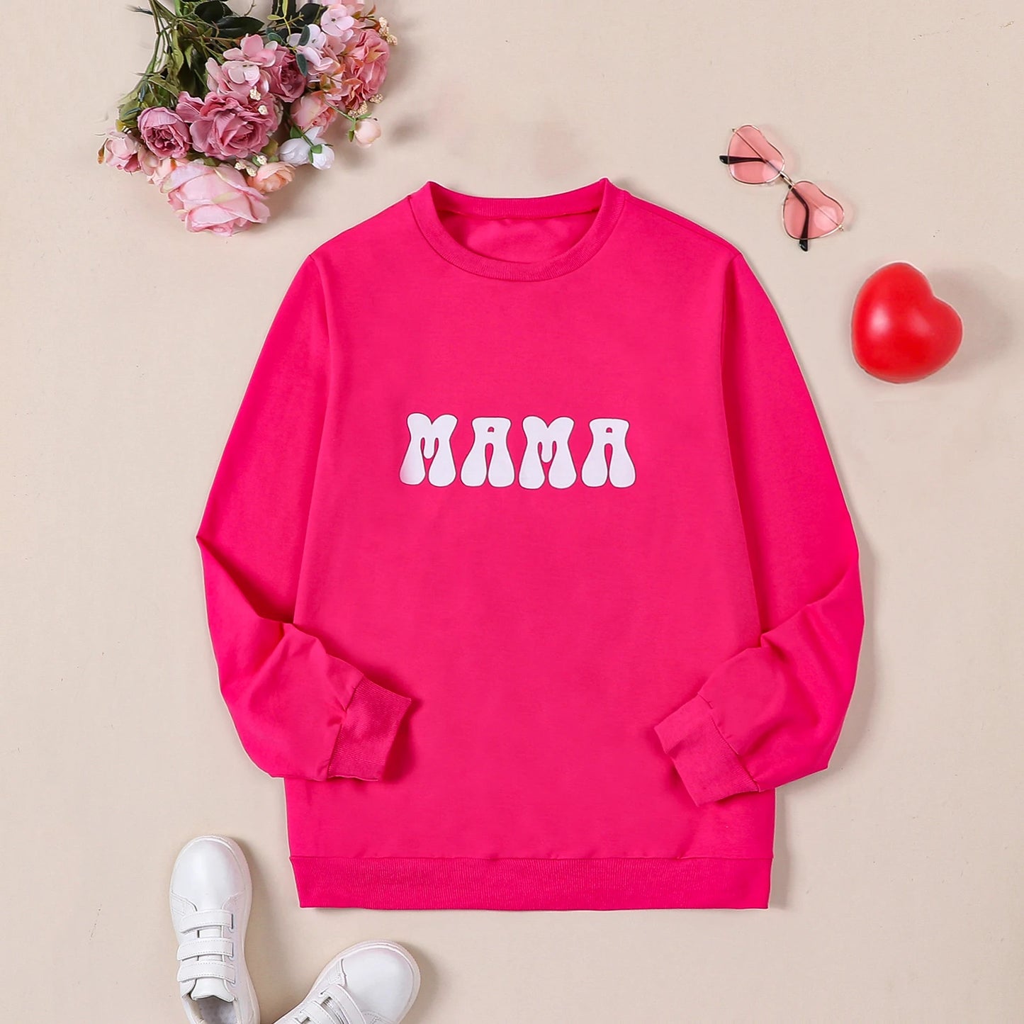 Mommy Mummy and Child Family Matching Clothes Letter Printed Long Sleeve Sweatshirt with Pants Headband Outfit