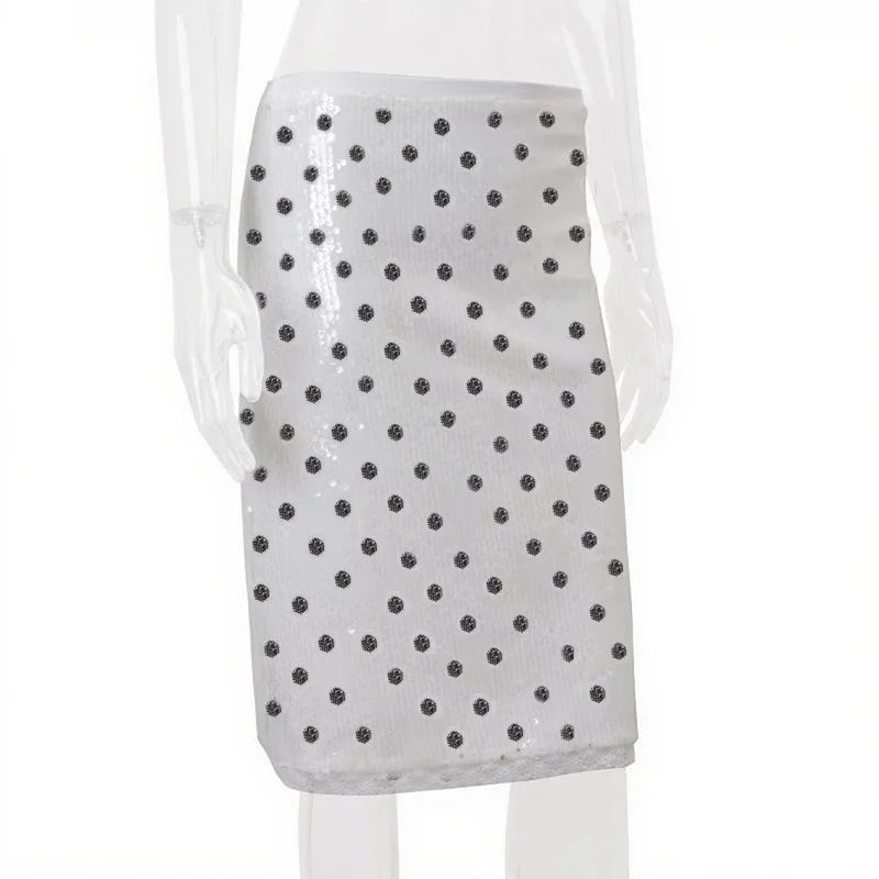 Women's Sequined Dots Lace Trim Y2K Mini Skirt - Low Rise Summer Bottom