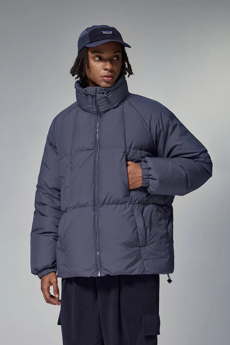 Minimalist Down Jacket Unisex - 90% Down Fill High Collar Winter Outerwear