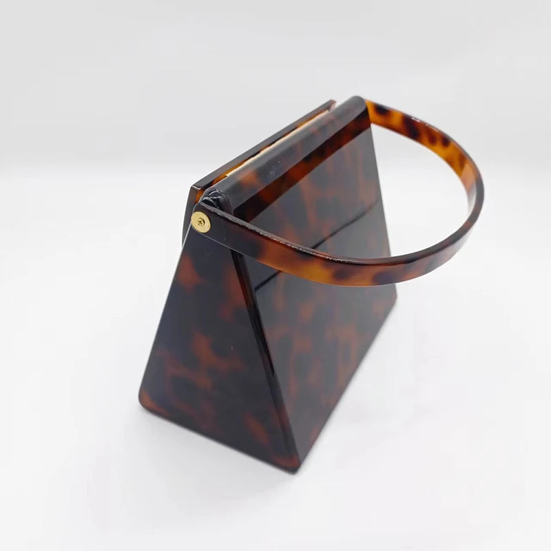 Women's Acrylic Bags Black Amber Leopard Clutch Purse Handbag