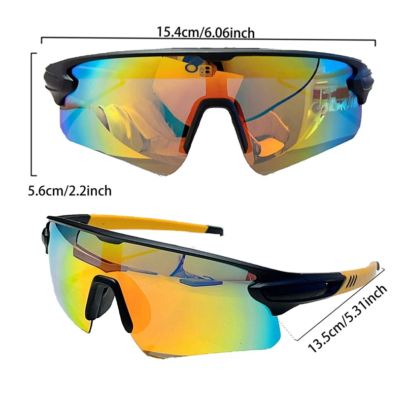 Men's Sports Goggle  Semi Rimless Mirror Outdoor Cycling Sunglasses Wrapped Round Windproof Shades for Fishing