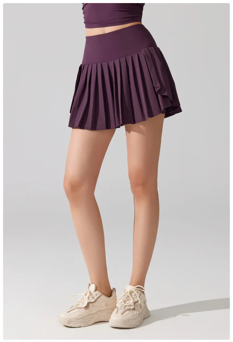Women's High Waist Tennis Skort - Quick Dry Workout Skirt with Pockets