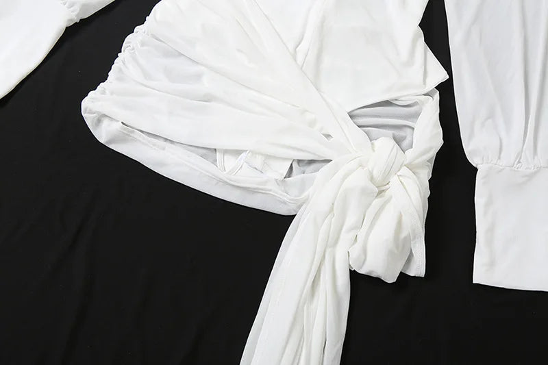 V-Neck Bandage Backless Mini Dress