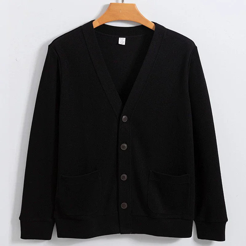 Spring Autumn Cotton V-Neck Cardigan - Smart Casual Knit Sweater Coat
