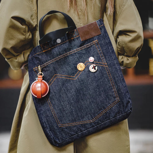 Women's Workwear American Retro Shoulder Crossbody Denim Embroidery Large Capacity Portable Flat Tote Bag
