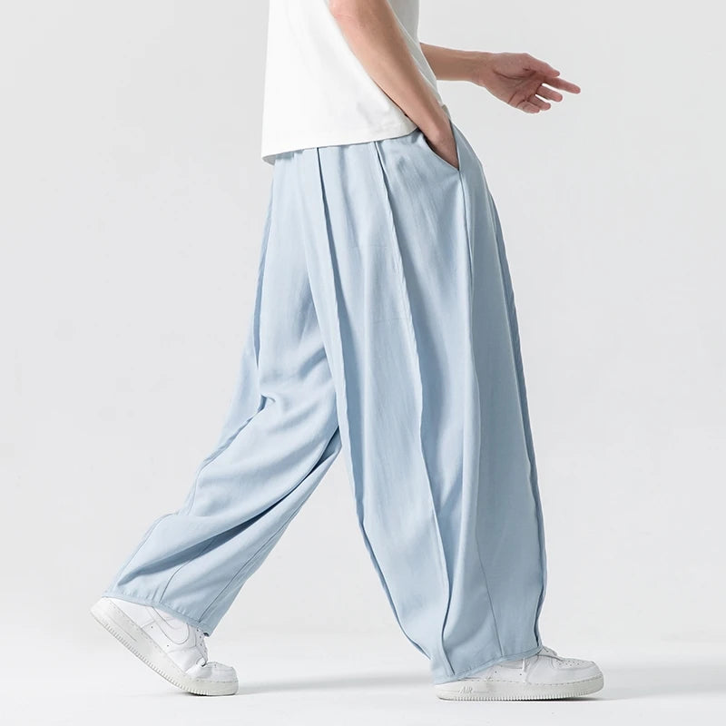 Men's Wide Leg Loose Harem Pants Unisex Casual Trousers