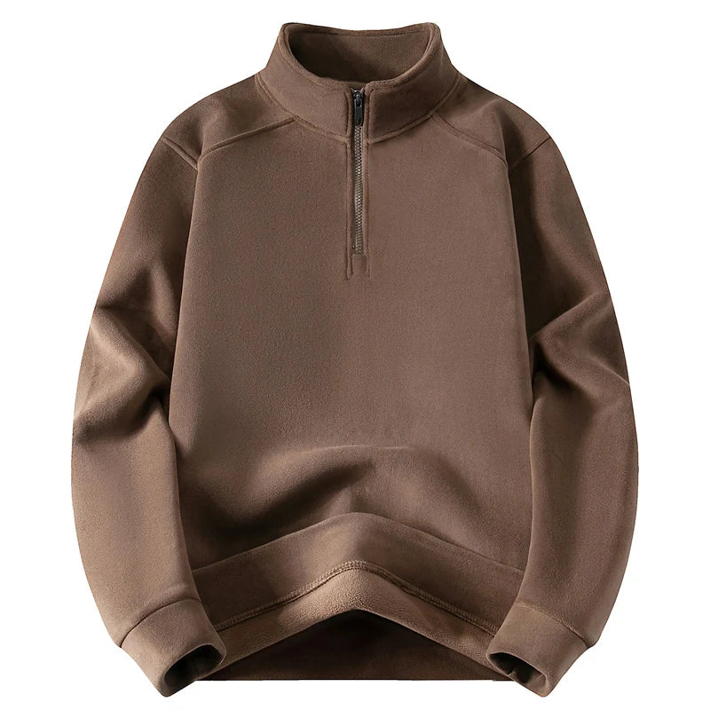 Thick Fleece Stand Collar Half Zipper Sweatshirt