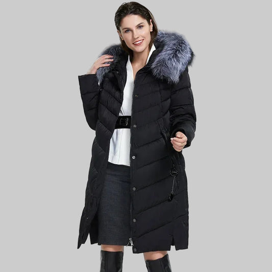 Winter Down Jacket with Fur Collar