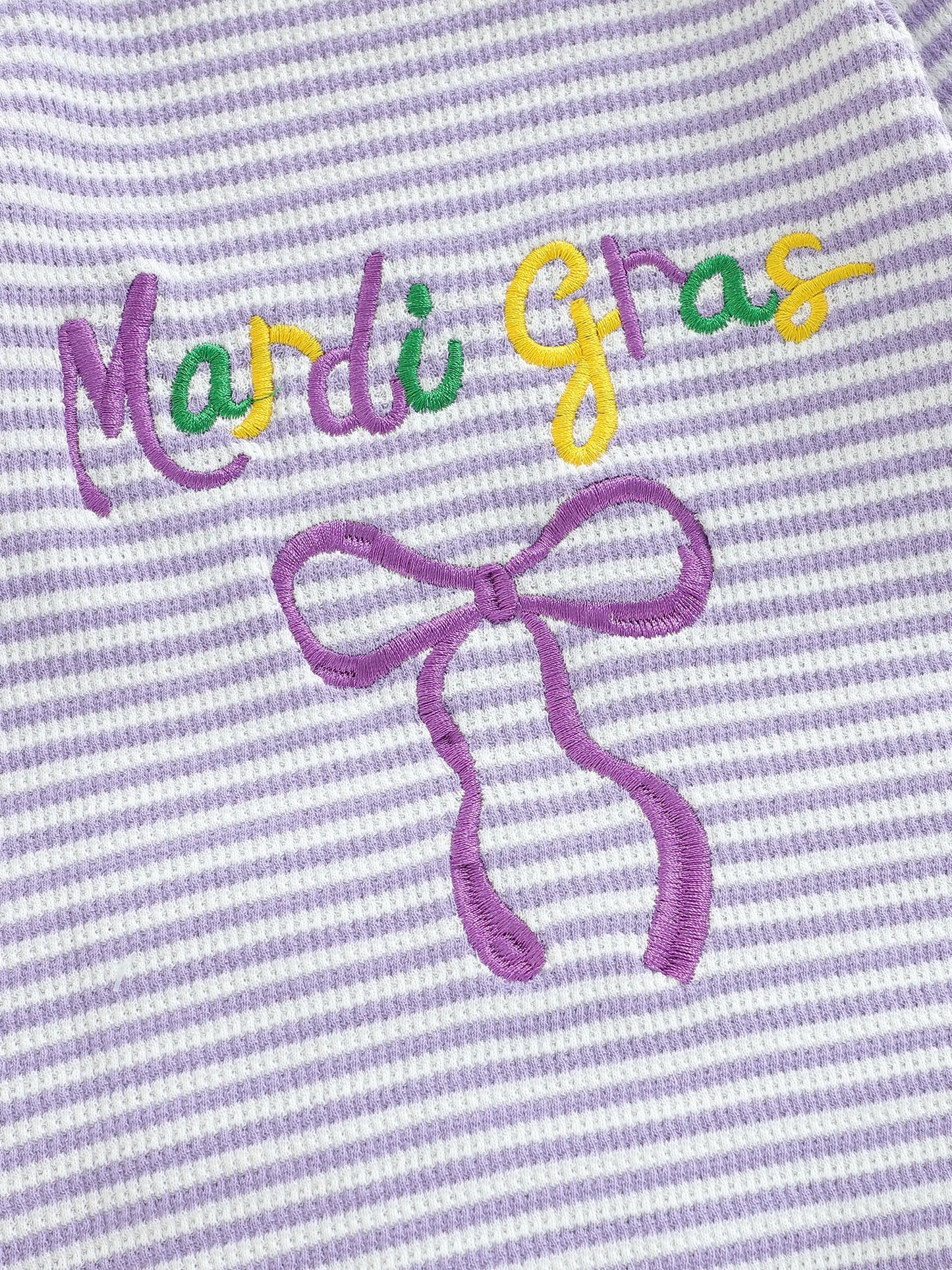 Newborn Baby Romper with Headband - Bow Letter Embroidery Stripe Long Sleeve Jumpsuit