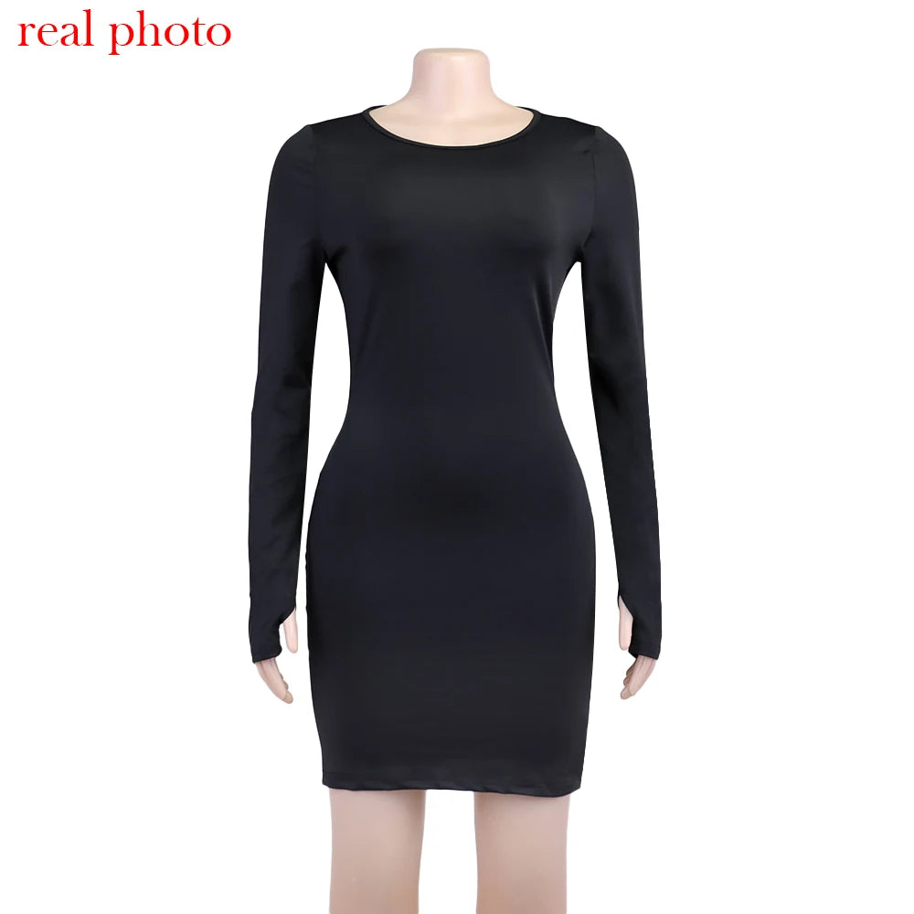 Women's Bodycon Mini Dress Long Sleeve Ruched Back Party Clubwear