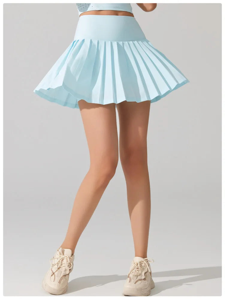 Women's 2-in-1 Tennis Skirt - Pleated Quick Dry Sports Skirt with Pockets