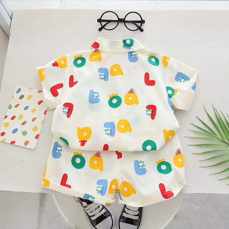Children's  Casual Letter Print Outfits T-shirt and Shorts Set