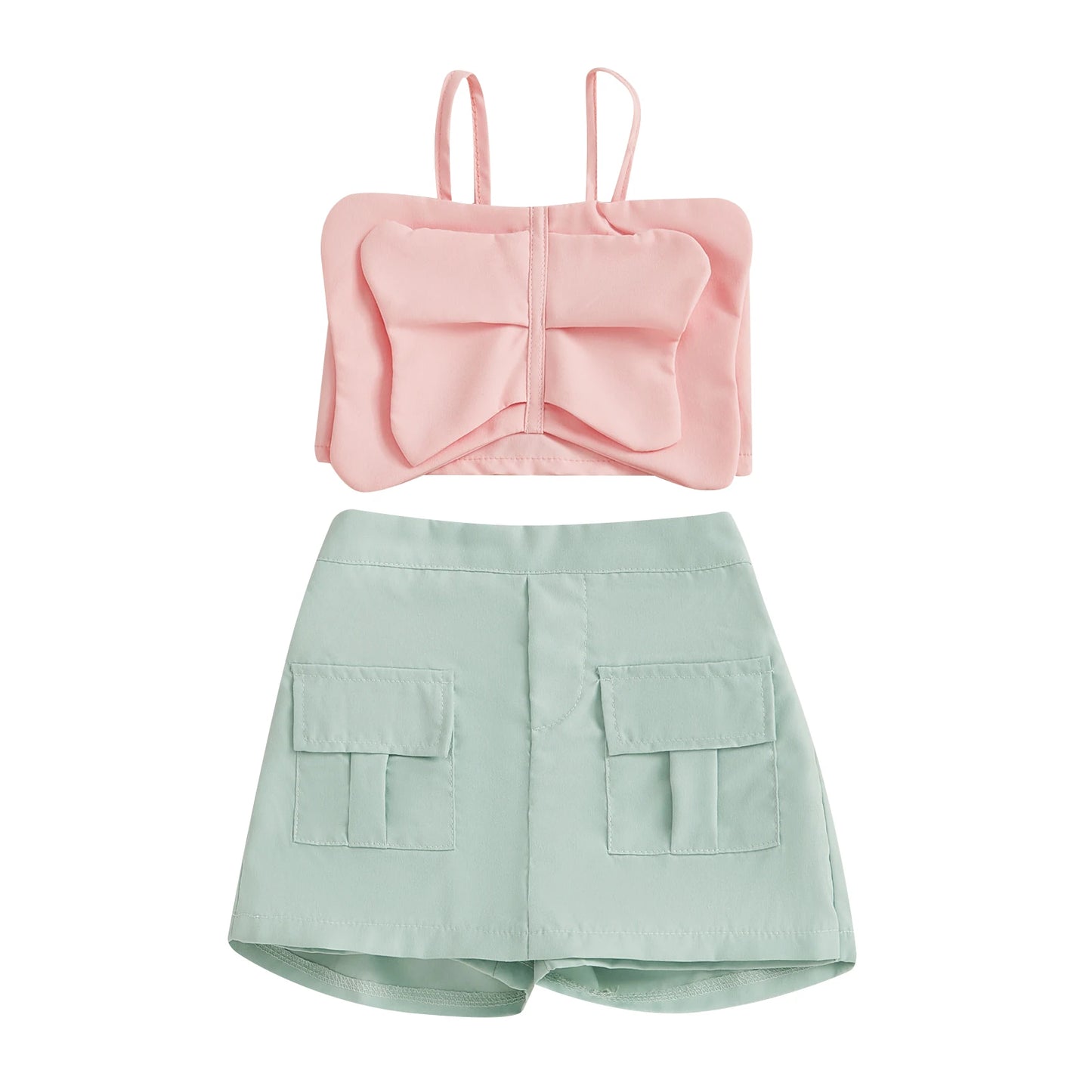 Kids Girls Summer Clothes Set 0-5Y  Butterfly Cami Top with Shorts 2PCS Set