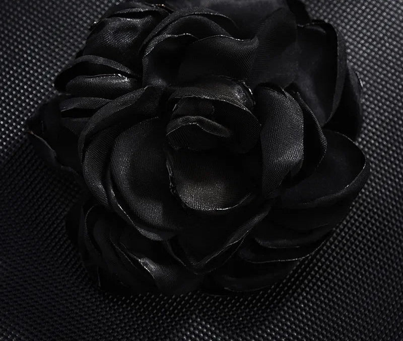 Large Fabric Rose Flower Brooch - 8cm Lapel Pin for Women
