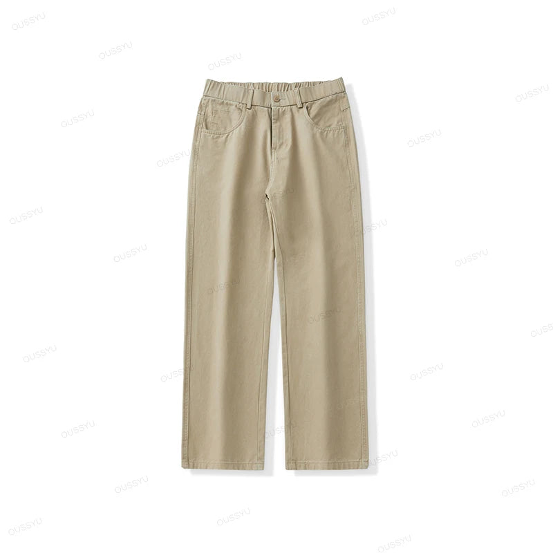 Men's 100% Cotton Wide Leg Casual Trousers | Elastic Waist Year-Round Pants M–XXXL
